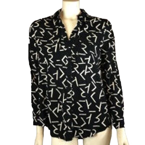 NWT Milk & Honey black & cream Abstract blouse size small - Picture 1 of 11